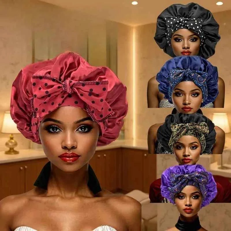 Popular New Summer New Large Streamer Shower Cap Hat Women's Daily Commuting Nightcap Adult Hat Sun Protection Cap