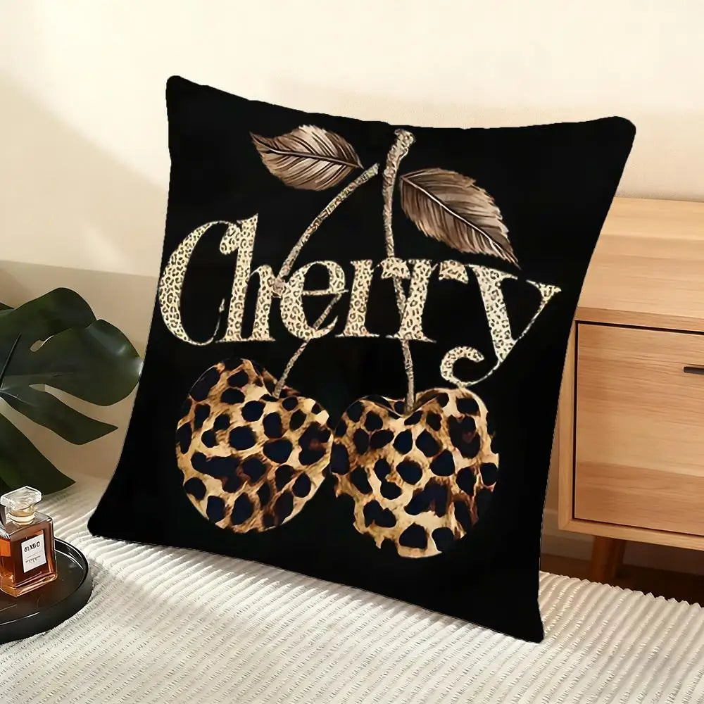 Leopard Love Cushion Cover Soft Short Plush Pillow Cover Smooth Cozy Texture Aesthetic Cushion Case Home Decor
