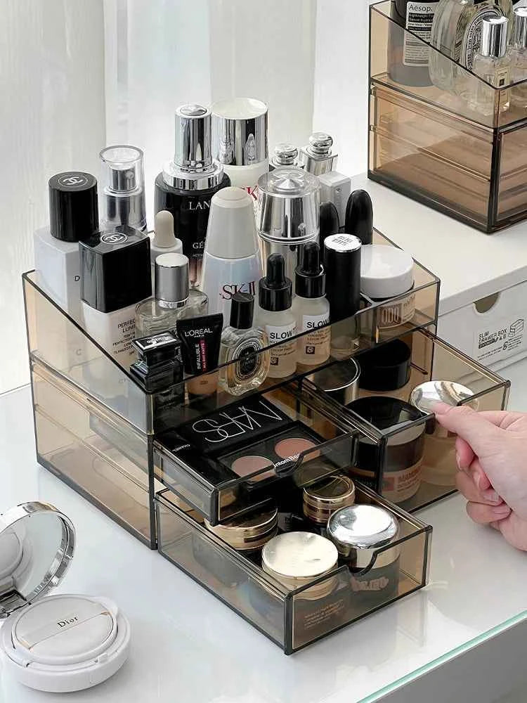 Acrylic Cosmetic Storage Box Desktop Skincare Product Organizer Transparent Lipsti Case Creative Home Organization Solution