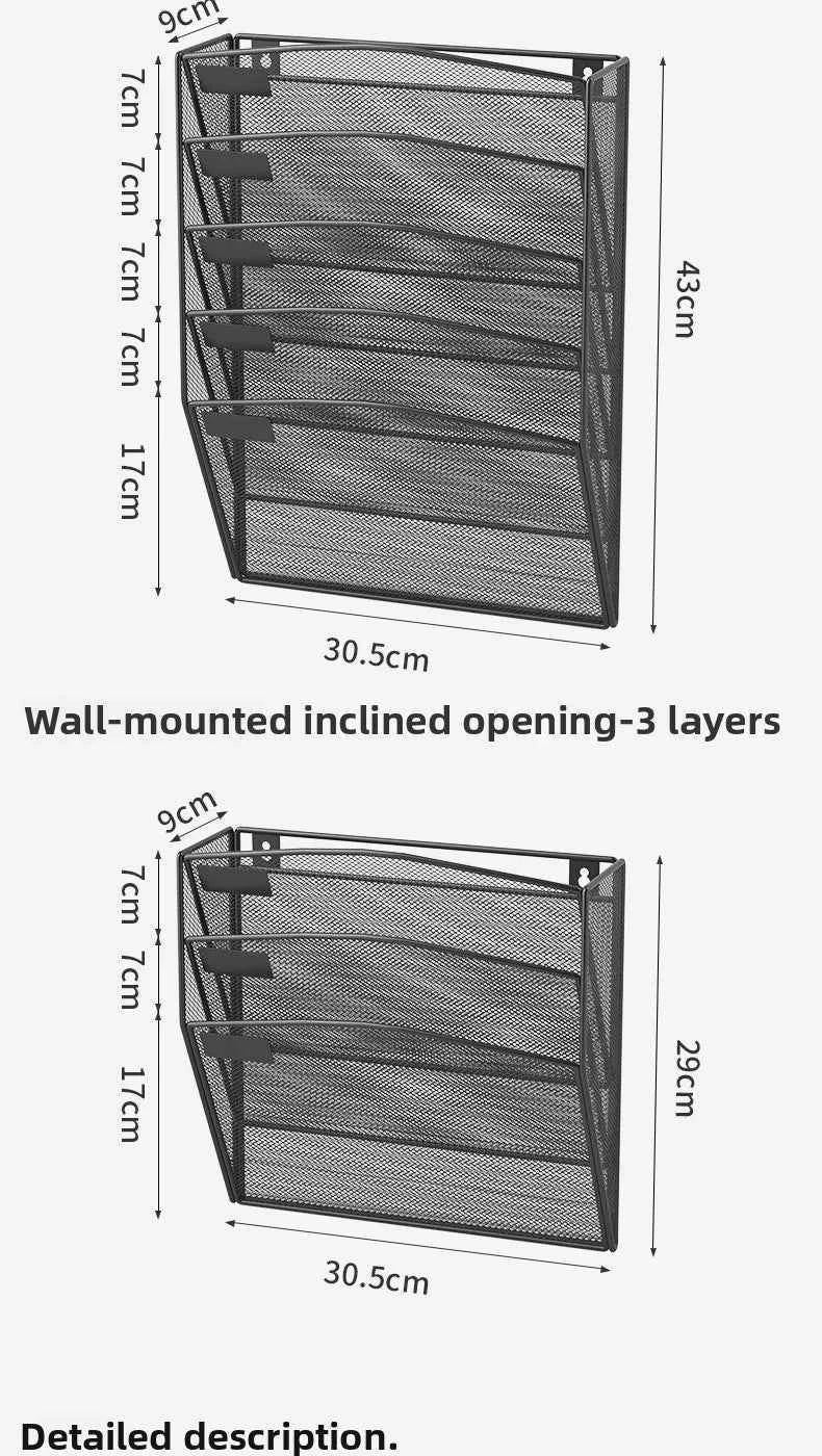 5 Pocket Mesh Hanging Wall File Organizer, Wall Mounted Mail Paper Document Folder Holder,Magazine Rack for Office Home School.