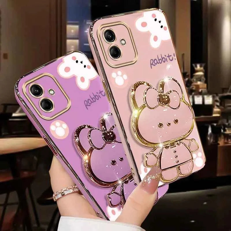 Diamond Strap Rabbit Phone Holder Case For Samsung Galaxy A01 A02 A03 A04 A05 A10 A11 A12 A23 A20S A21S A30 A31 A50 Stand Cover
