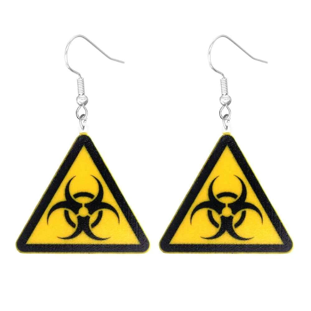 Cartoon earrings, acrylic cute, funny stop, road signs, warning signs, aliens