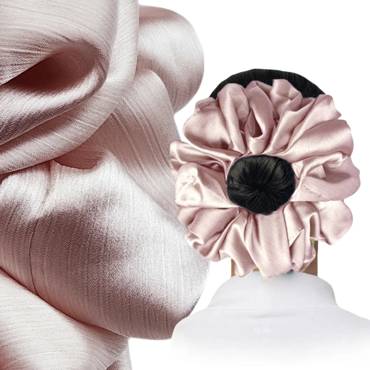 17Colors Big Size Crepe Satin Scrunchies Muslim Women Custom Elastic Volumizing Oversized Neat stitching Bunch Hair Tie - NamafadStore