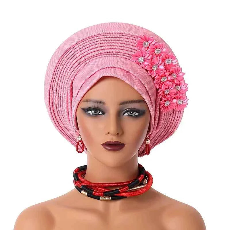 2025 Sequins Turban Chemo Cap for Women Ready to Wear African Auto Gele Headtie Nigeria Wedding Geles Female Head Wrap Headpiece