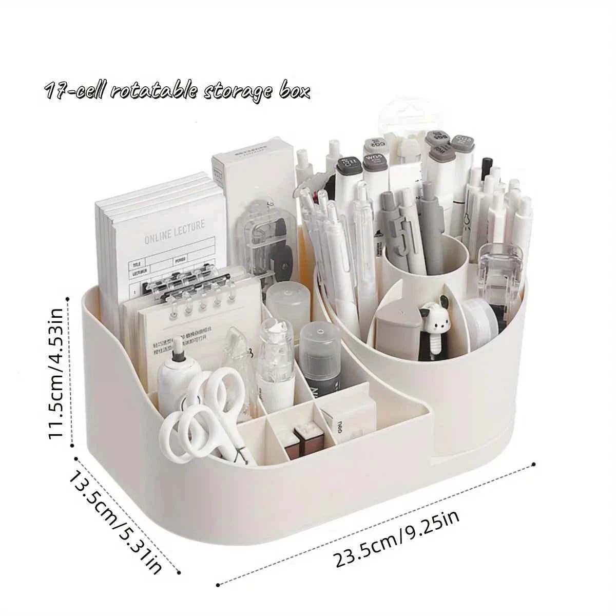 1pc Multi-Functional 2-in-1 Desk Organizer with 360-Degree Rotating Pen Holder, Large Capacity Plastic Storage Caddy for Office