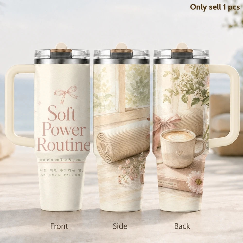 40oz Yoga & Coffee Tumbler – Insulated Stainless Steel Fitness Travel Mug