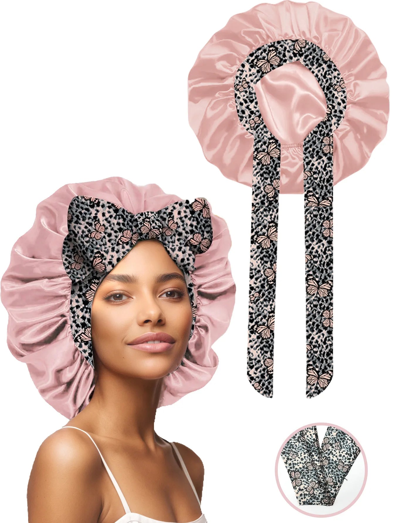 Popular New Summer New Large Streamer Shower Cap Hat Women's Daily Commuting Nightcap Adult Hat Sun Protection Cap