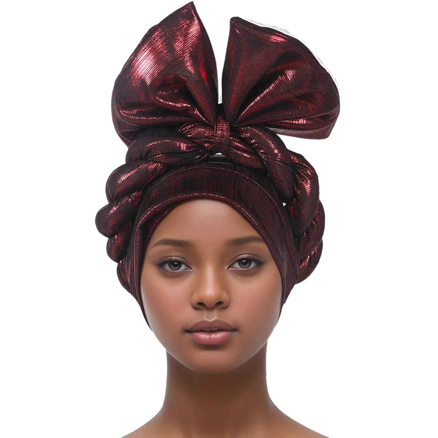 African Lady Head Wraps Nigeria Autogele Headtie Wedding Party Headgear Turbante Mujer Exaggerated Bow Turban Cap for Women