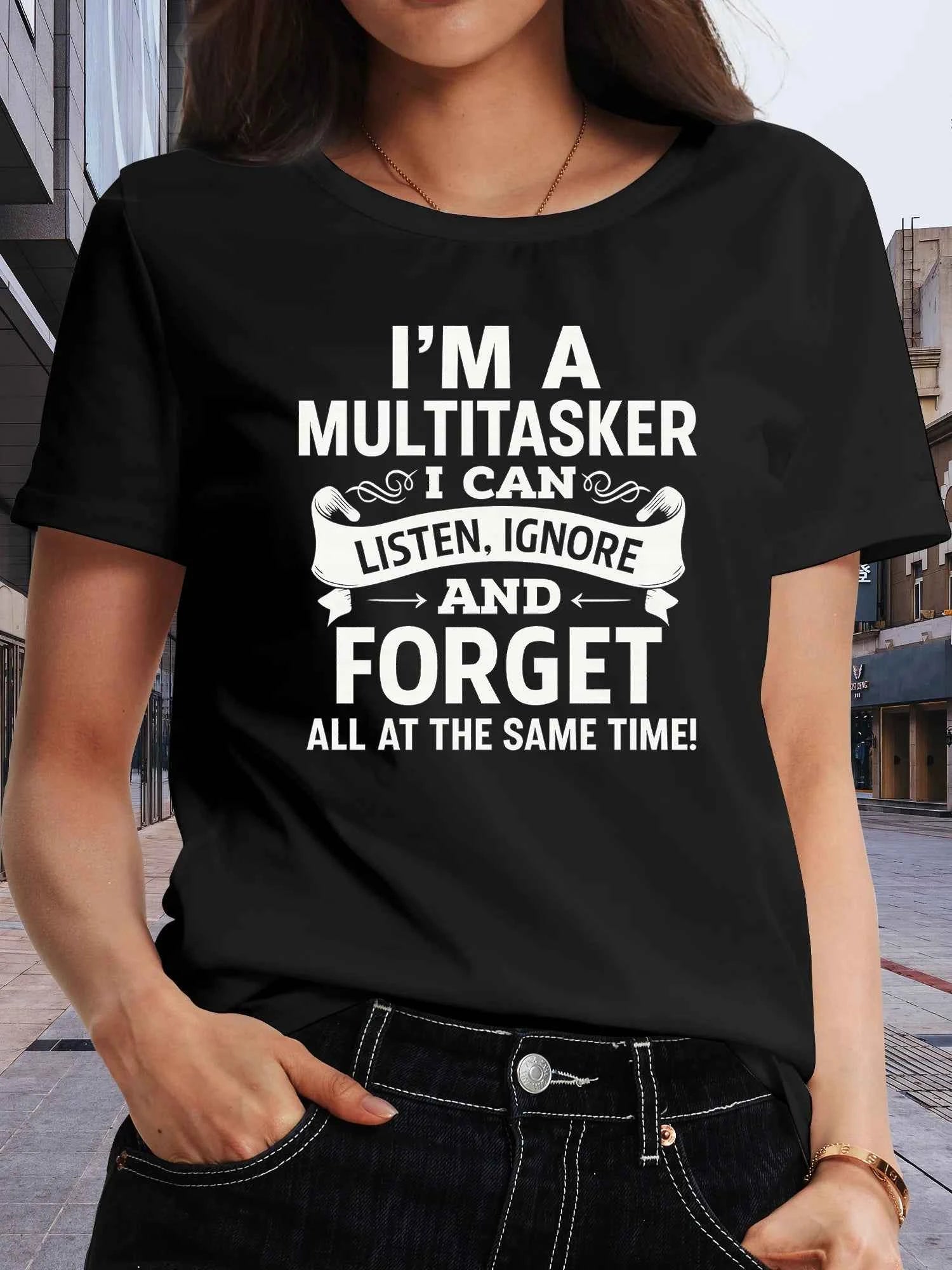 I'm A Multitasker Women's Tee, Funny Sarcastic Quote Black Top