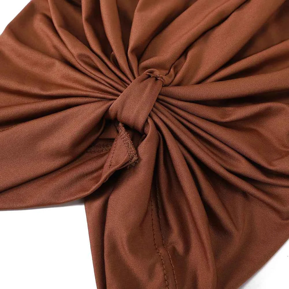 Muslim Instant Turban Pure Color Stretch Inner Hat Hijabs For Caps Ready To Wear Women Head Scarf Under Bonnet