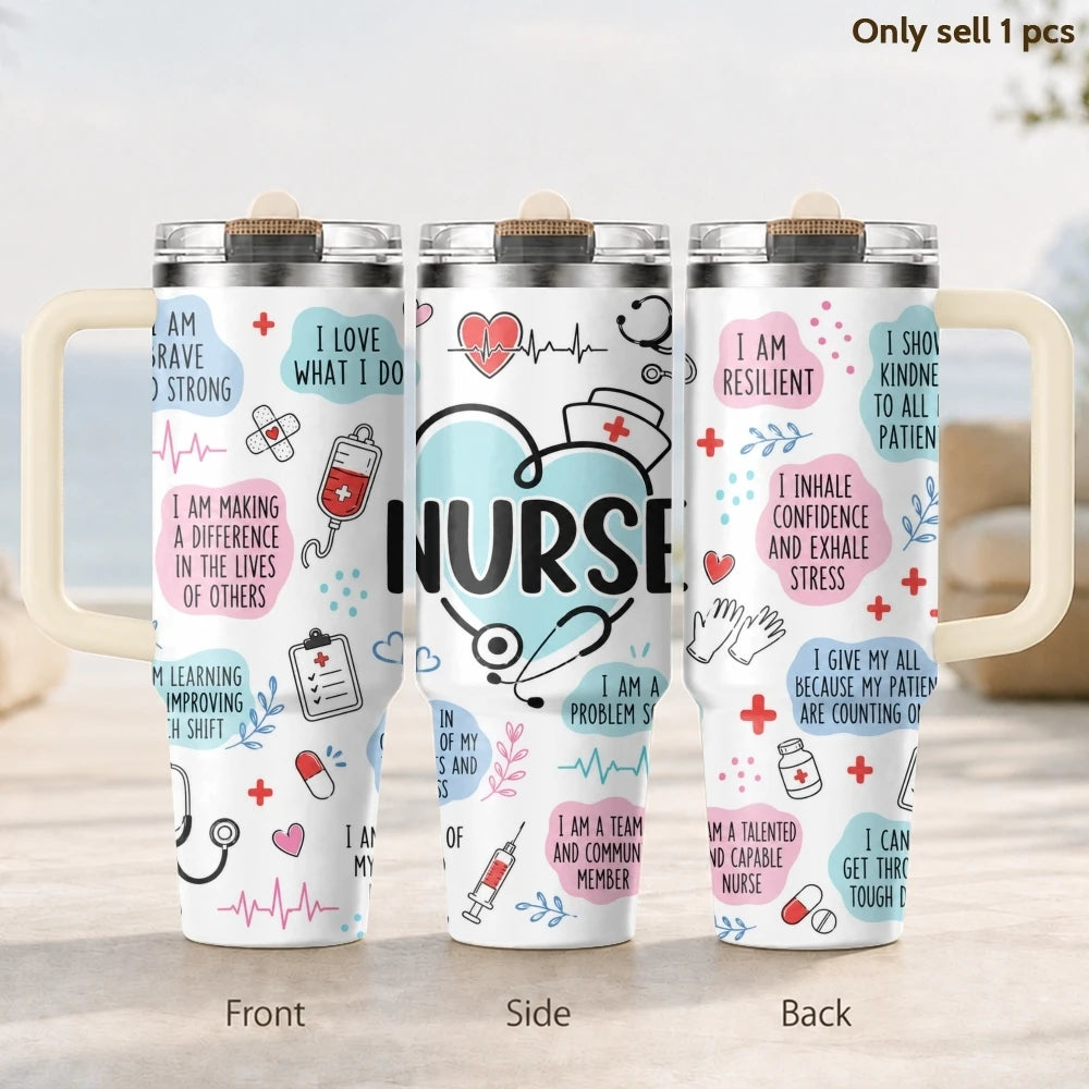 40oz Nurse Tumbler – Healthcare Nurse Quote Insulated Stainless Steel Cup