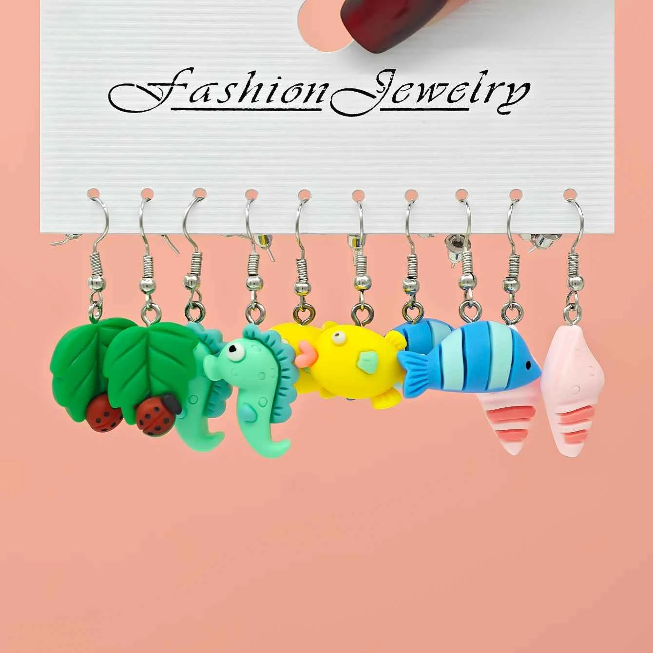 10/40 fashionable earrings, simulated vegetable and fruit combination set, personalized fresh, fun and interesting earrings