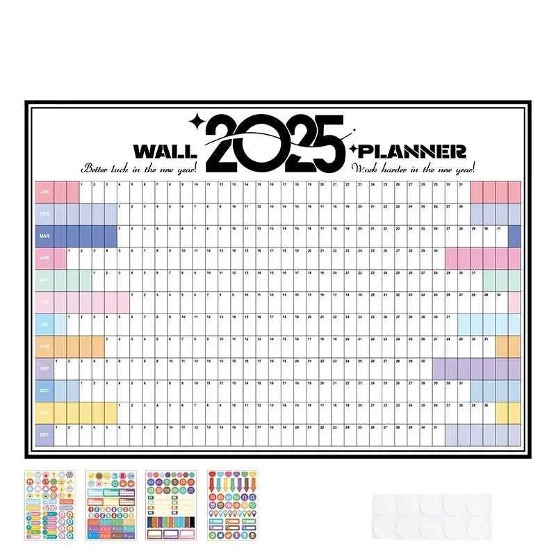 Large 2025 Schedules Calendar Planner Monthly Paper Weekly Planning Notepad Notebook Agenda Wall Calendar 365 Day Plan Hanging