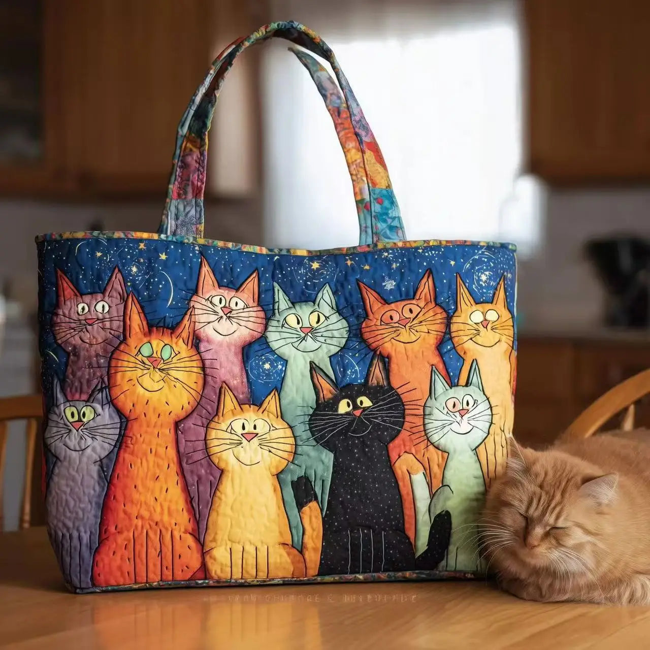 Quilted handbag 3D embroidered handbag large capacity canvas shoulder bag women's daily shopping bag fashionable travel handbag