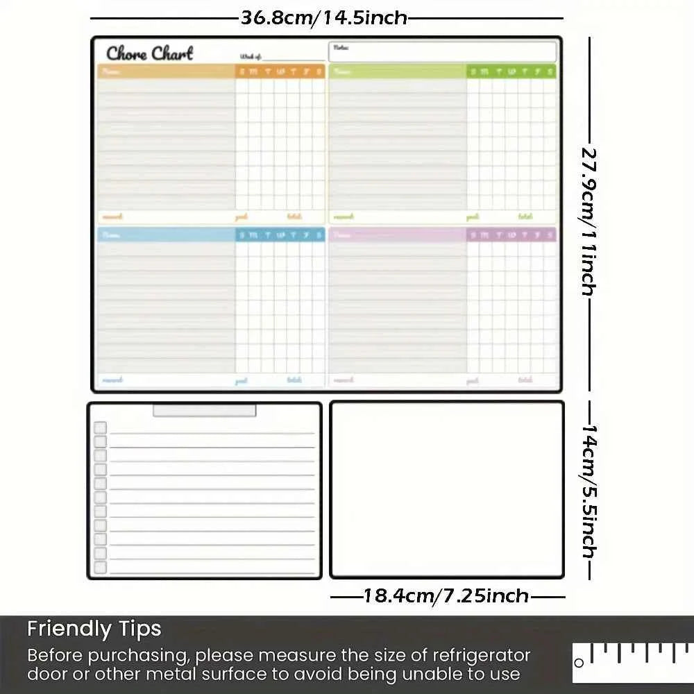 Magnetic Dry-Erase Chore Chart Set Families, Suitable Teens And Adults - Includes 1 Chore Chart And 2 Dry-Erase Boards/Shopping