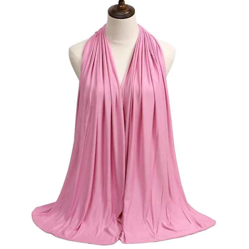 New Jersey Womens Muslim Ramadan Fashion Modal Cotton Jersey Hijab Womens High Quality Solid Color Soft Hijab Long African Scarf