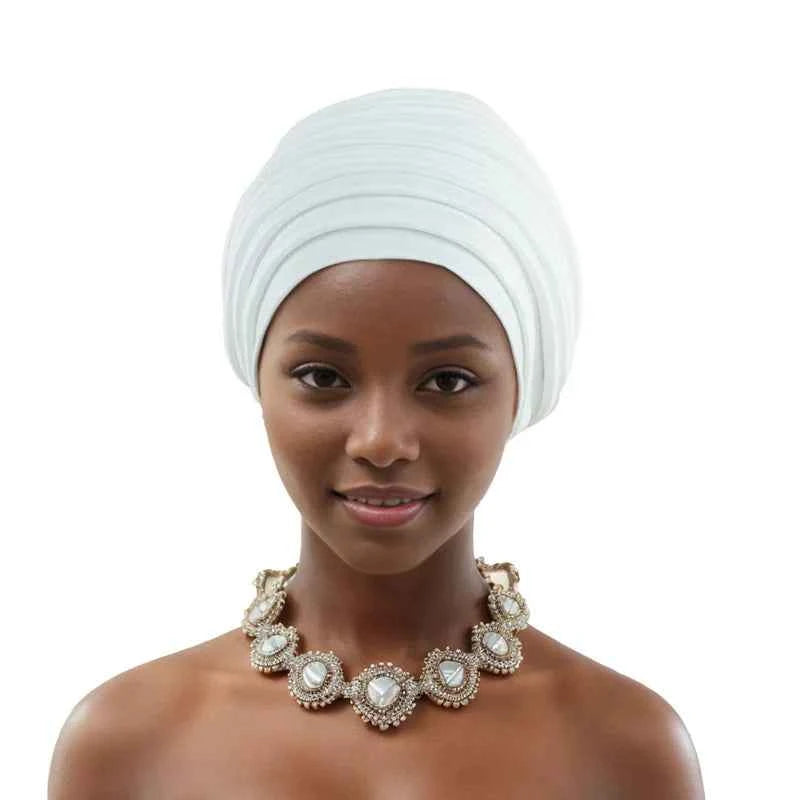 Multilayer African Women's Turban Cap Female Head Wraps Pleated Auto Gele Cap Headtie Muslim Headwear Party Headpiece