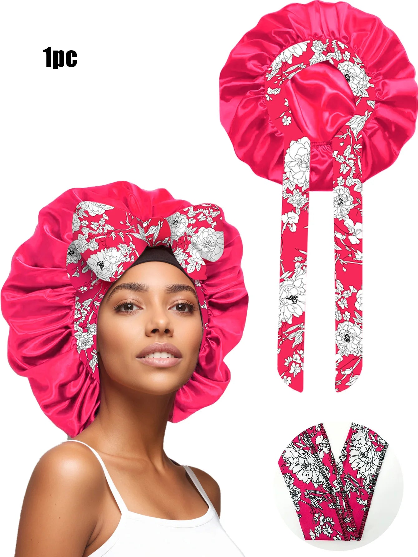 Popular New Summer New Large Streamer Shower Cap Hat Women's Daily Commuting Nightcap Adult Hat Sun Protection Cap