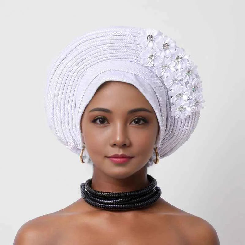 African Women Headscarf Hat Nigerian Gele Headtie Auto Gele Turban Headwarp Party Ladies' Muslim Hijab Headscarf Bonnet Hat