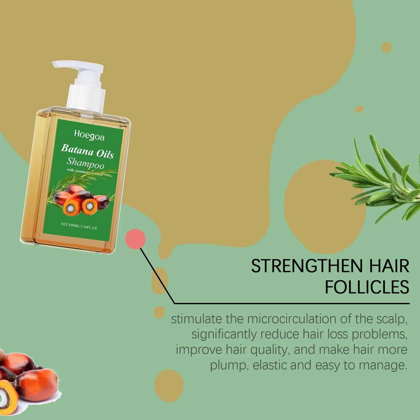 Organic Batana Oil Shampoo Soothing Scalp Intense Repair Batana Nourishing Shampoo with Rosemary Extract for All Hair Types