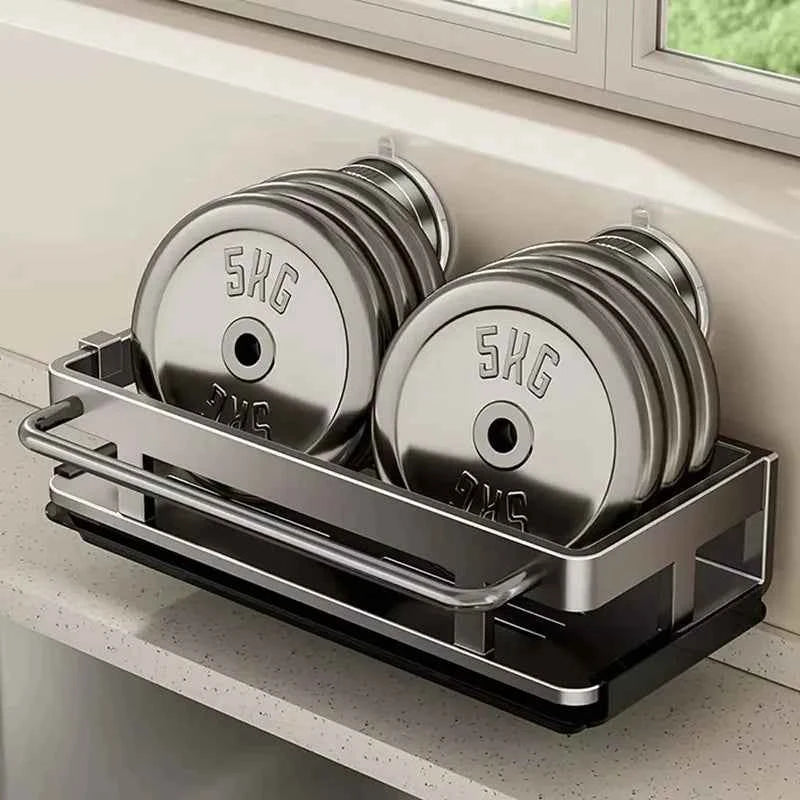 Suction Cup Storage Shelf Punch Free Wall Mounted Storage Rack Space Saving Bathroom kitchen Storage Rack Kitchen Sponge Holder