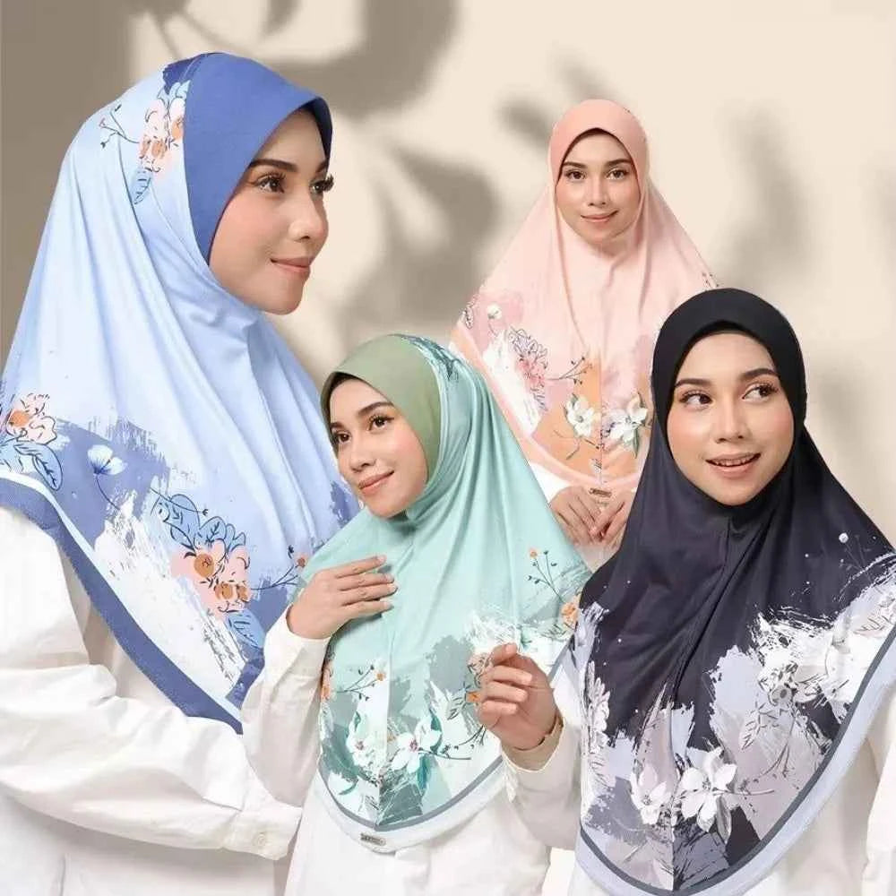 Flower Eid Al-Fitr Long Floral Turban Adjustable Multiple Colors Printed Arab Lady Headscarf Chiffon Hijab Head Wrap Women