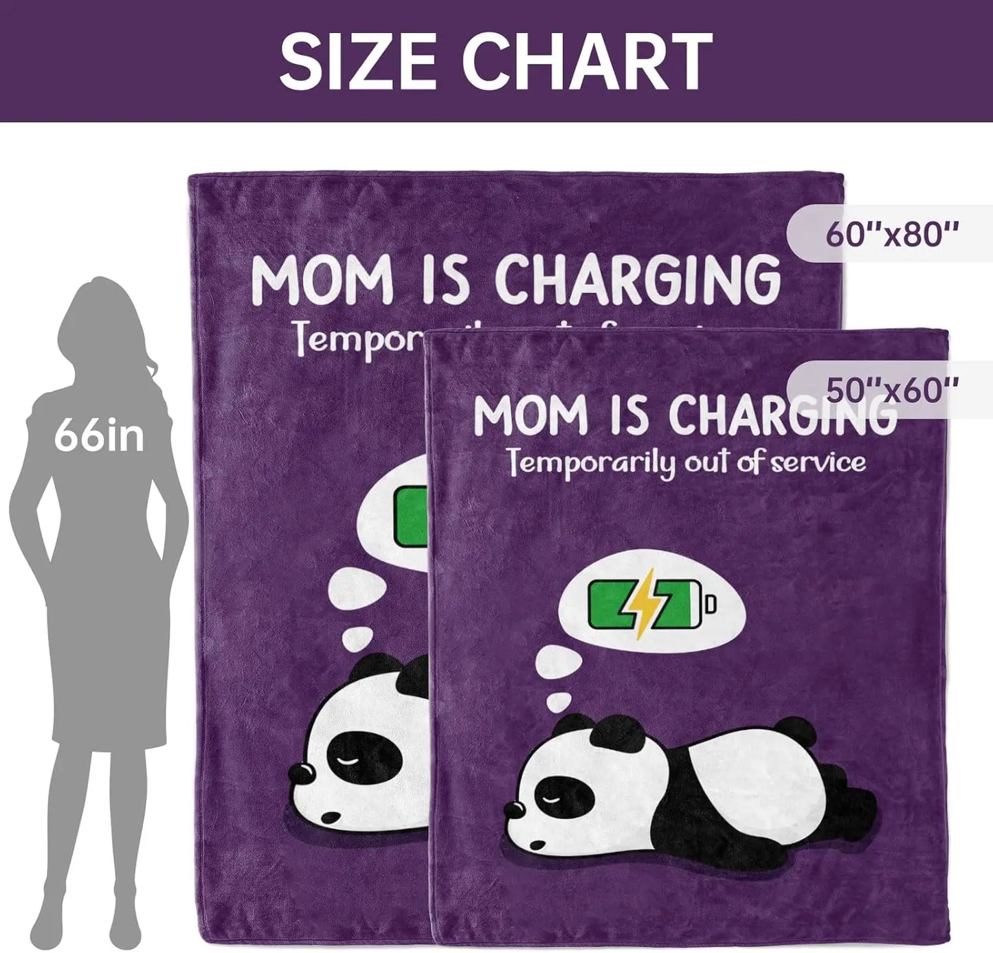Funny Mom Throw Blanket – “Mom Is Charging” Birthday & Christmas Gift
