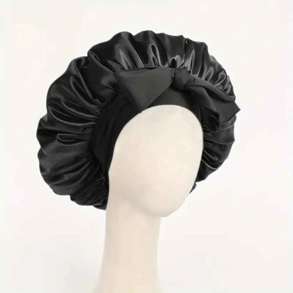 Satin Silk Sleeping Bonnet Adjustable with Tie Band for Women and Men