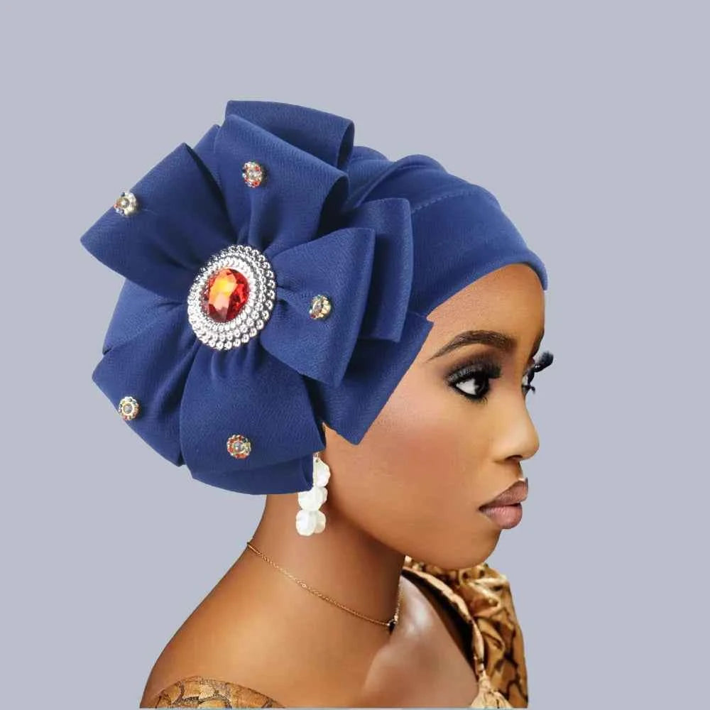 Fashion Diamond Flower Turban Caps for Women Headwear Hat Muslim Headscarf Bonnet Lady Bandana Hair Accessories Caps