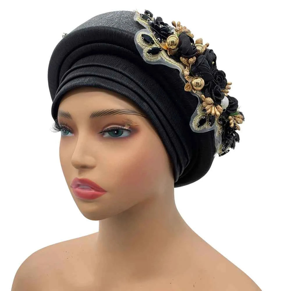 Nigeria Turbans for Traditional Marriage Turban Femme Auto Gele African Headtie Exquisite Bouquet Already Made Bonnet Head Wraps