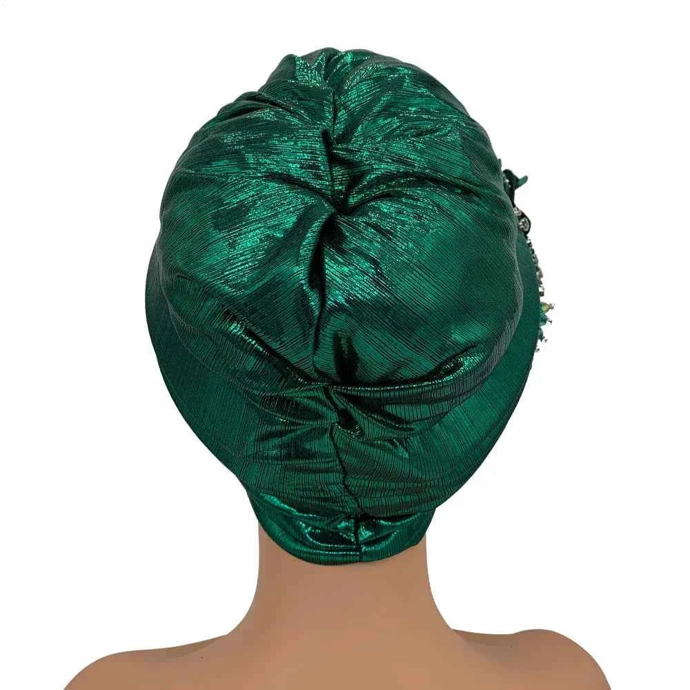 Already Made Wedding Geles Female Head Wraps with Diamond Flower 2024 New African Women's Turban Cap Nigeria Auto Gele Headtie