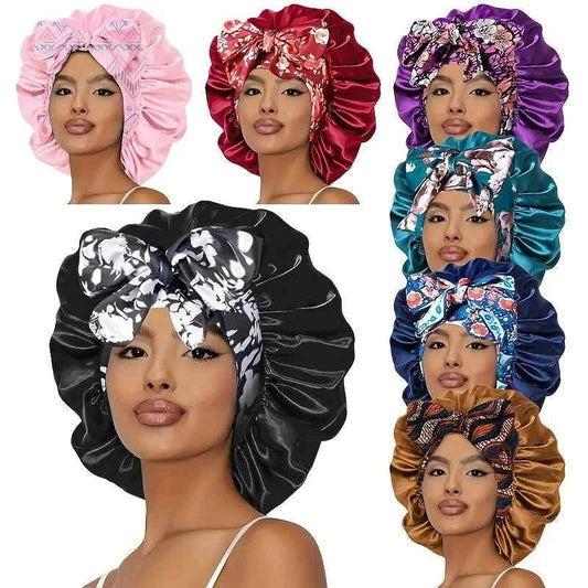 1Pcs Satin Waterproof Sleeping Cap Breathable and Environmentally Friendly Women's Sleeping Adjusted with Elastic Shower Cap