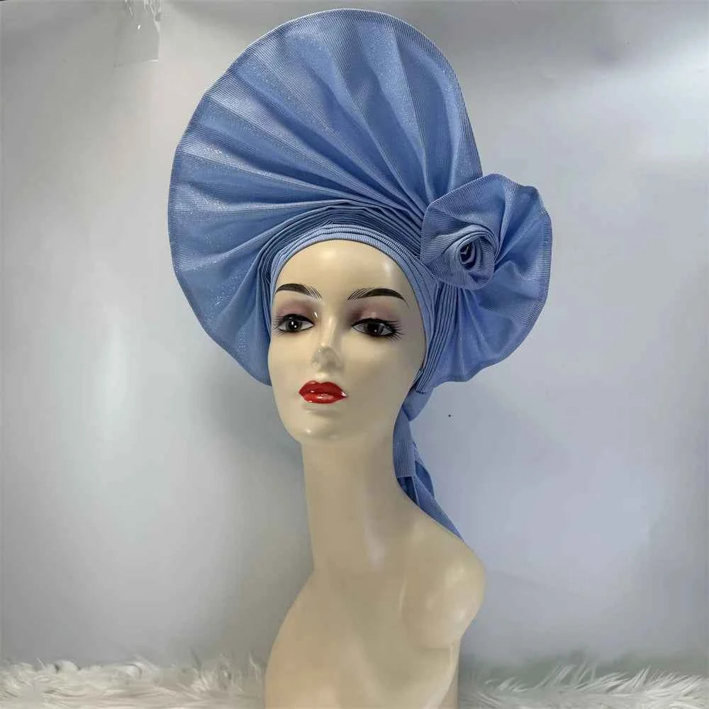 Already Made Headtie Pink African Headtie Gele Headwear for Wedding , Nigerian Braid Turbans Wraps,