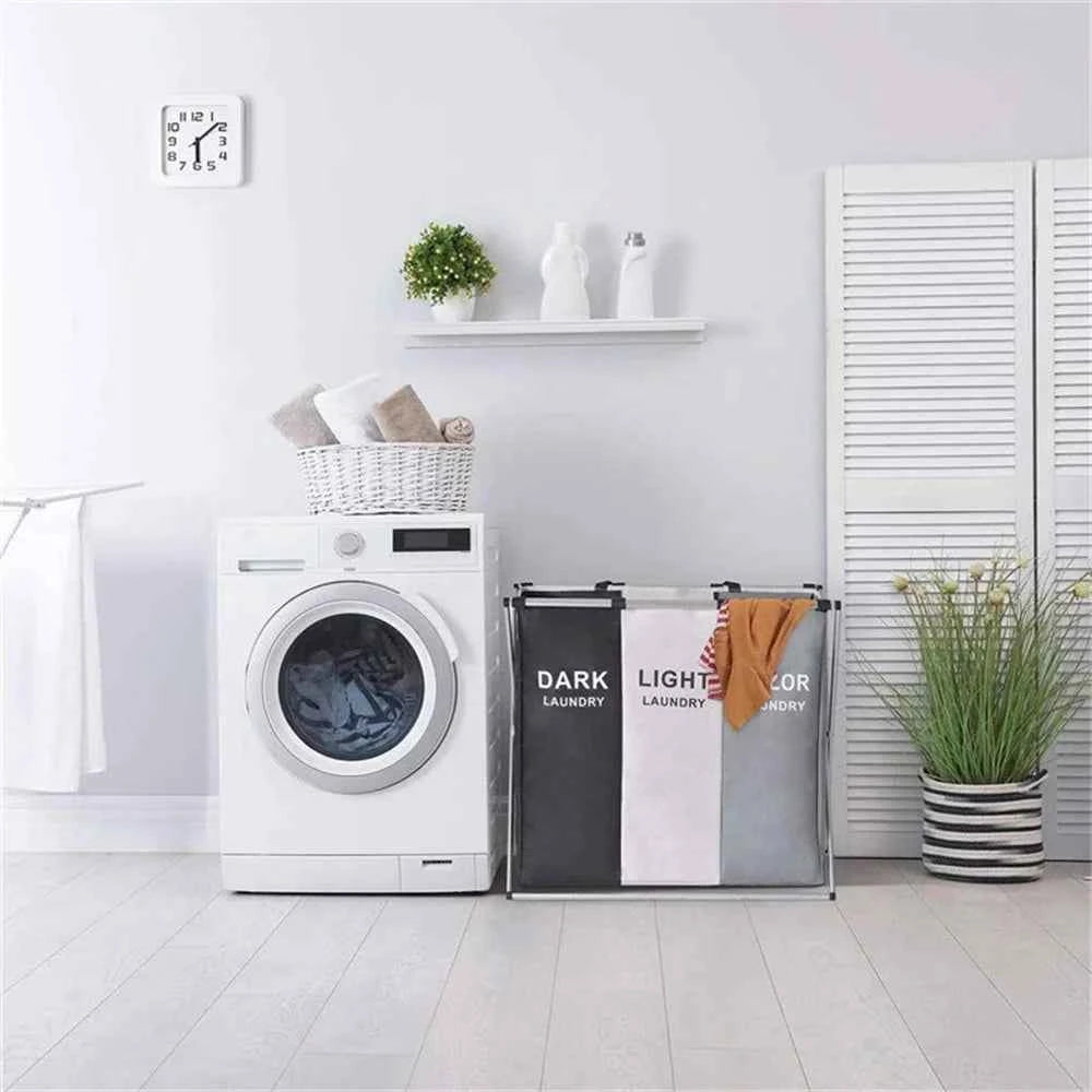 1-3Grids Laundry Basket Foldable Dirty Clothes Organizer Bathroom Waterproof Storage Basket Large Laundry Hamper Two Size New