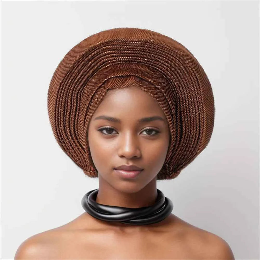 Nigeria Head Ties Wedding Party Headgear Elegant African Headtie Turban Already Made Women's Auto Gele Female Head Wraps
