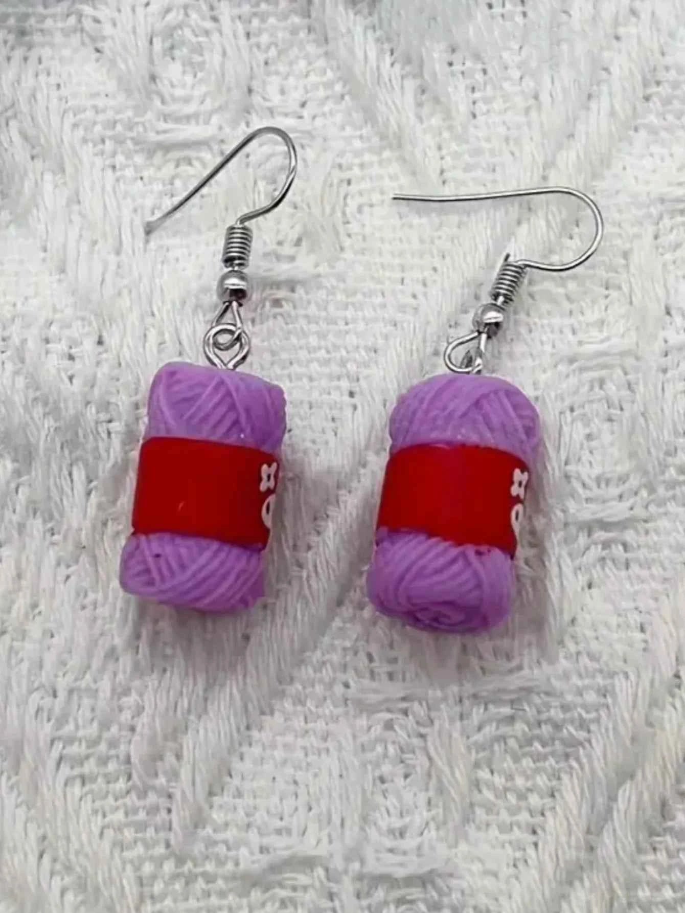 A Pair of Simulated Cartoon Creative Cute Small Clear Fresh Wind Miniature Wool Ball Children's Fun Hook Earrings