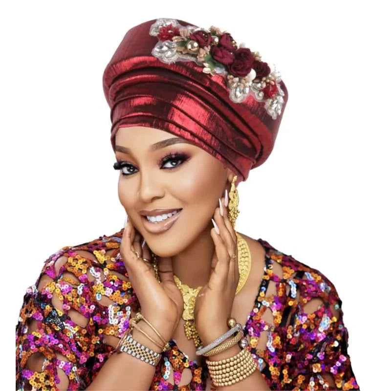 Exaggerated Big Braid Turban Cap for Women African Lady Head Wraps Nigeria Autogele Headtie Wedding Party Headgear Turbante
