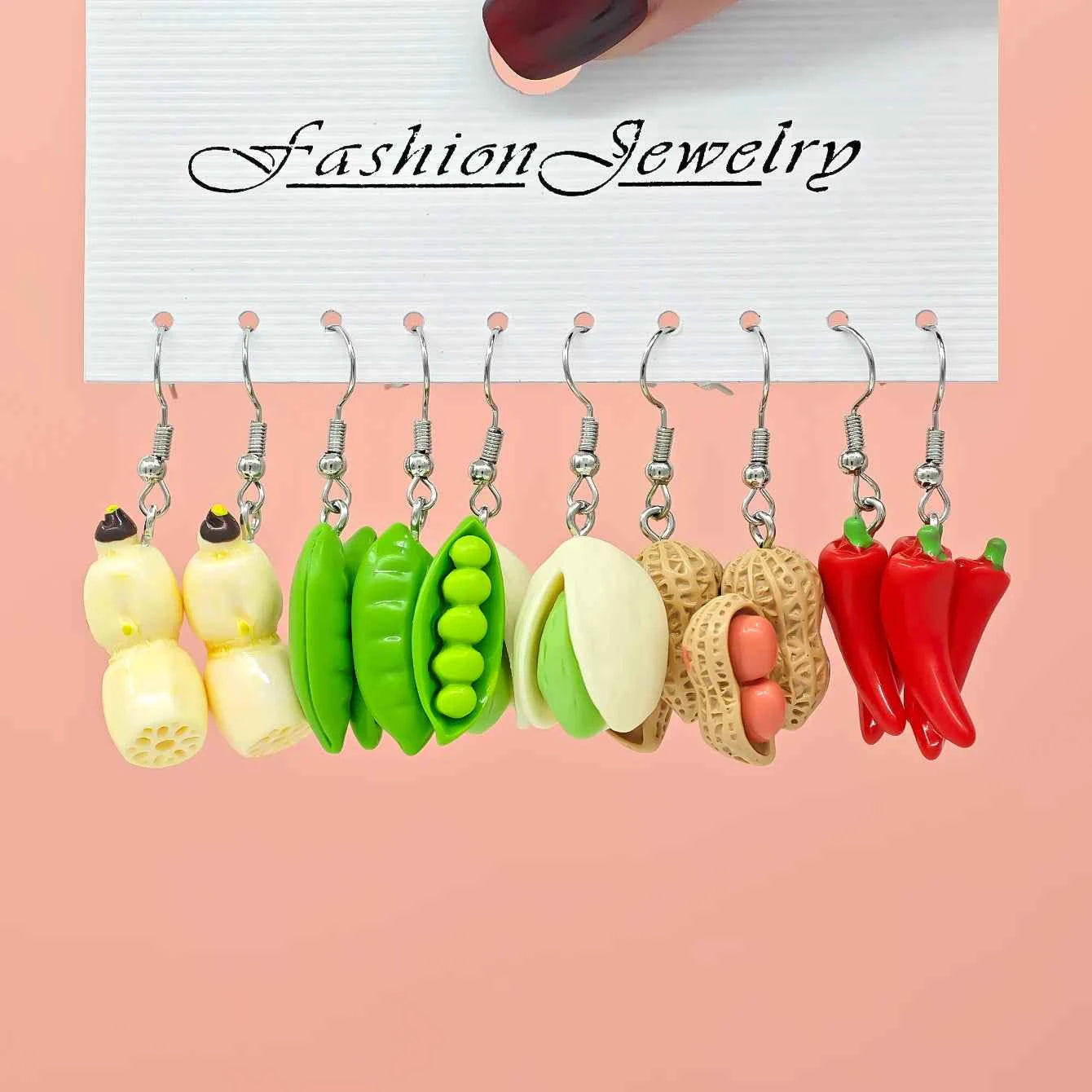 10/40 fashionable earrings, simulated vegetable and fruit combination set, personalized fresh, fun and interesting earrings