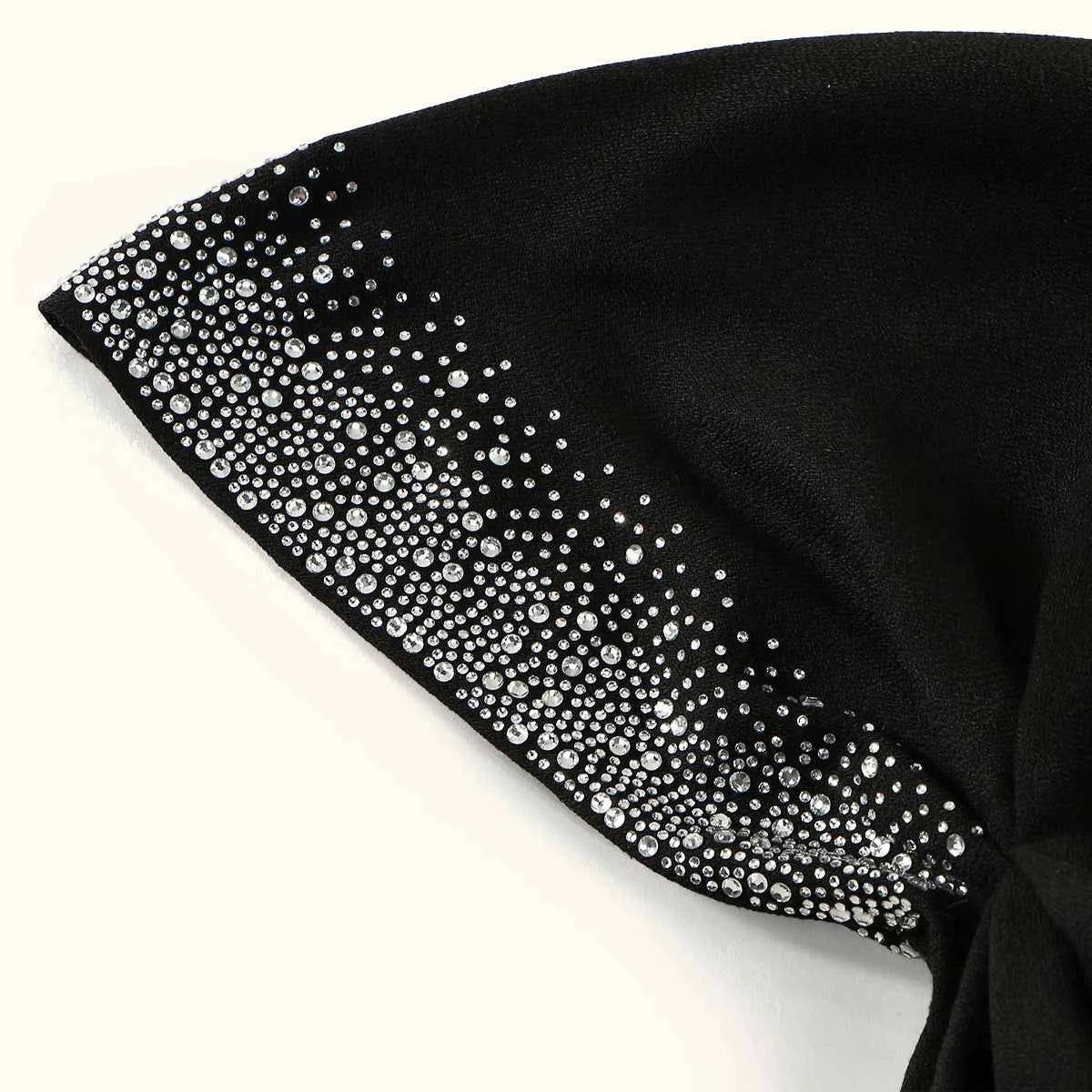 Fashion Diamond Cotton Elastic Headband Cap For Woman Muslim Hijab Hat Lady Fashion Instant Scarf Islamic Turban