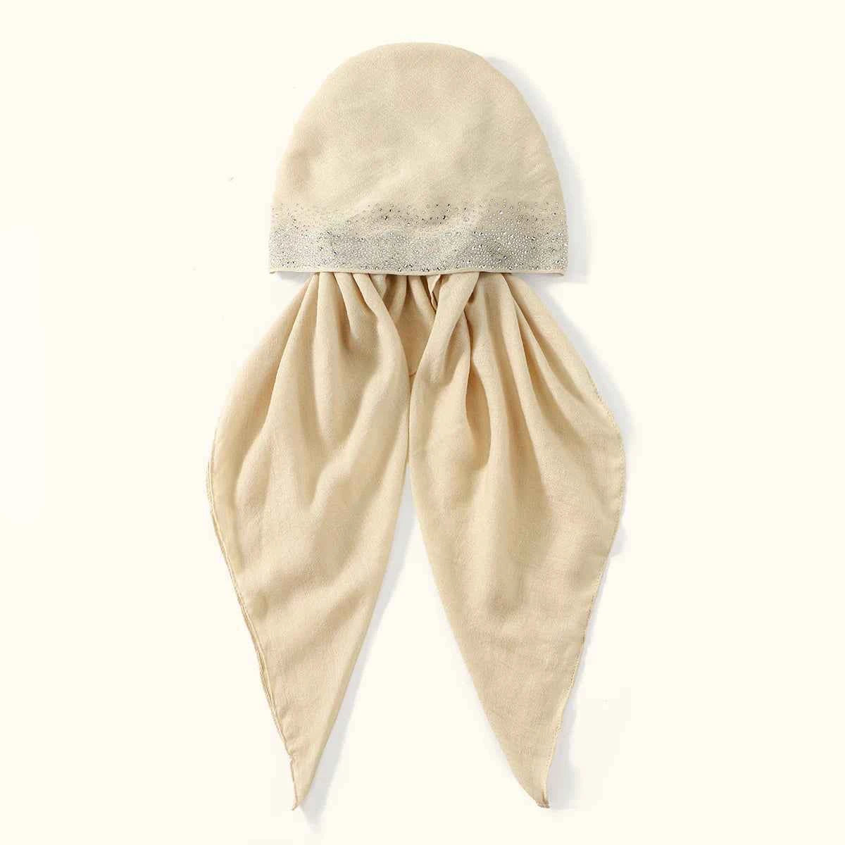 Fashion Diamond Cotton Elastic Headband Cap For Woman Muslim Hijab Hat Lady Fashion Instant Scarf Islamic Turban