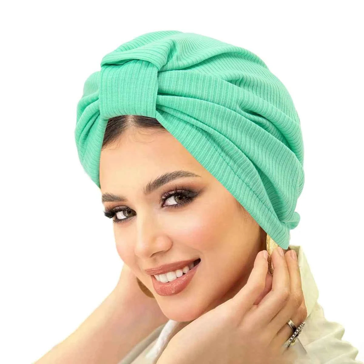 New Solid Color Women Muslim Hijab Caps Wrap Head Indian Turban Bonnet Fashion Headdress Islamic Clothing Accessories