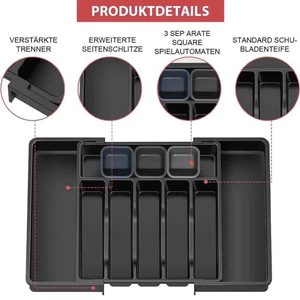 1Pc Expandable Kitchen Drawer Organizer, Adjustable Retractable Cutlery Storage Box for Spoons Forks Knives Flatware and Cutlery