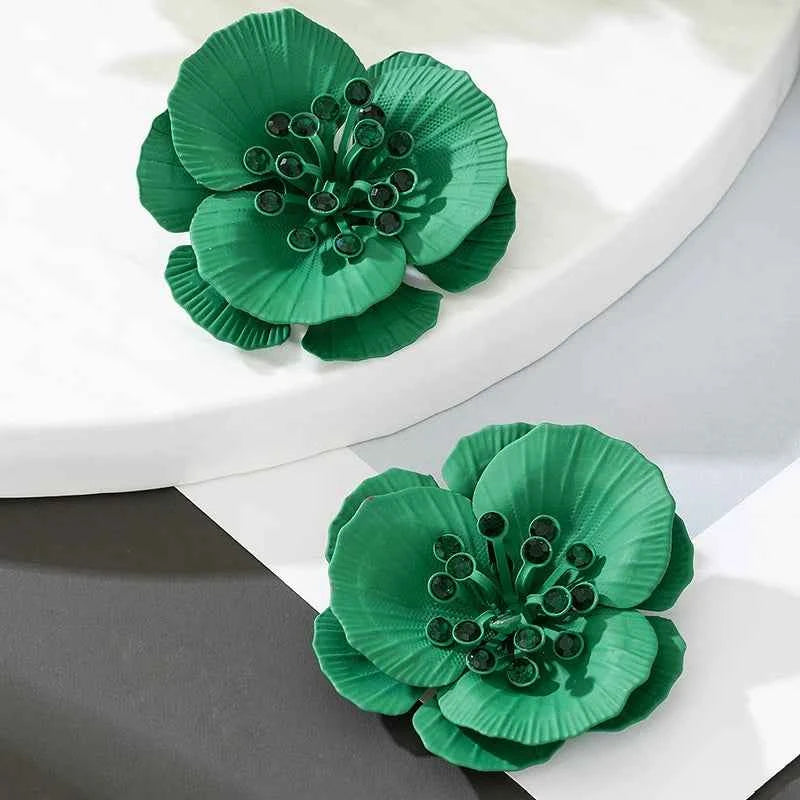 Multi Layer Metal Flower Post Earrings For Women Enamel Petal Fashion Jewelry Holiday Accessories Trendy New Styles Gifts MQF067
