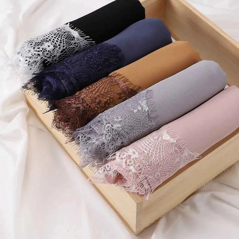 Chiffon Hijab Turban – Lace Headscarf & Veil for Muslim Women, Islamic Headband for Ramadan