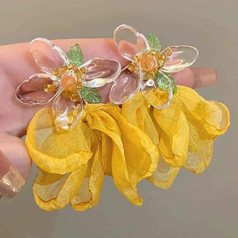 Luxury Flower Butterfly Long Tassel Drop Earrings for Women Exquisite Crystal Zircon Earrings Daily Accessories Party Jewelry