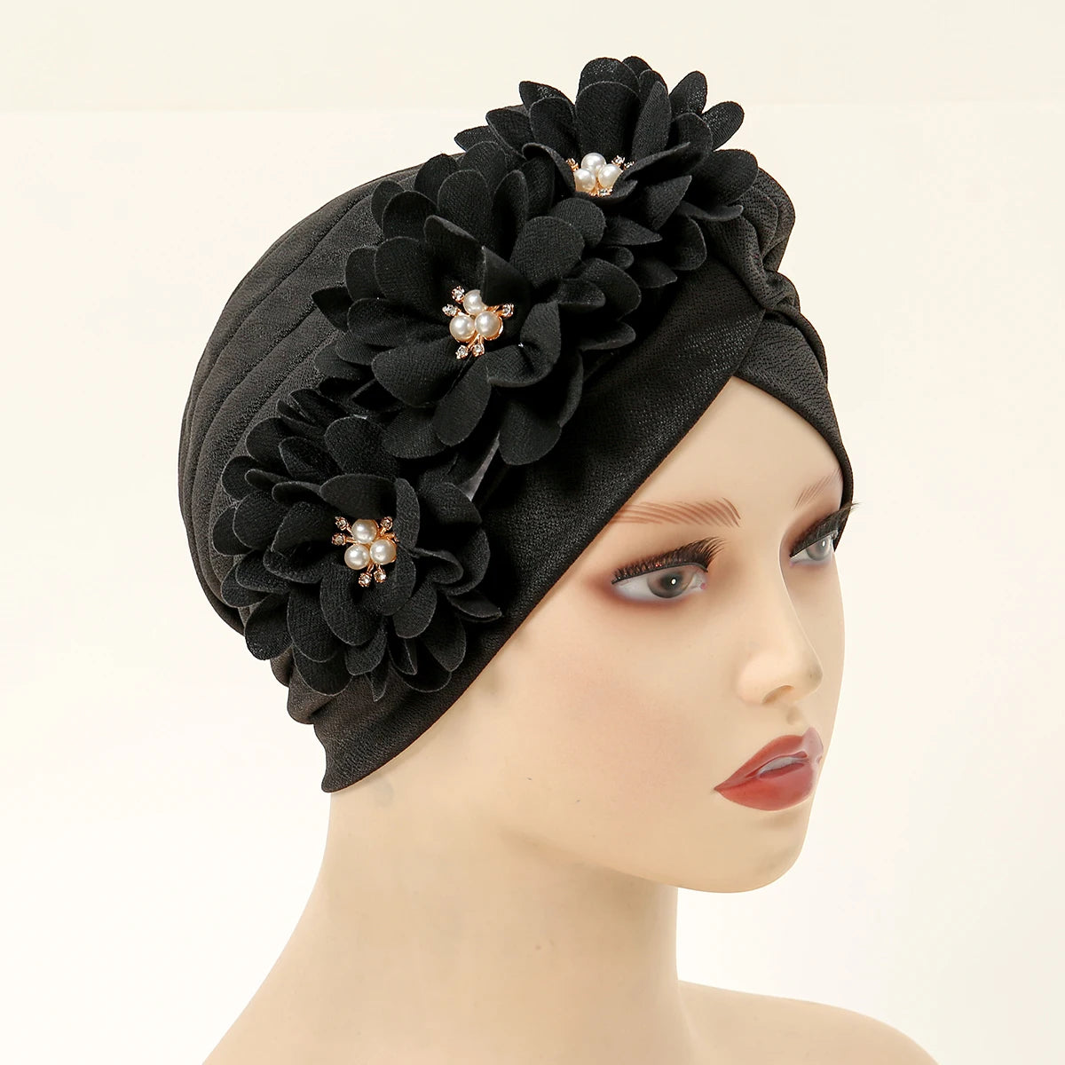 Islamic Underscarf Hijabs Hats Women Flower Headband Ladies Muslim Turban Hat Floral Head Wrap Wedding Beading Party Hijabs - NamafadStore