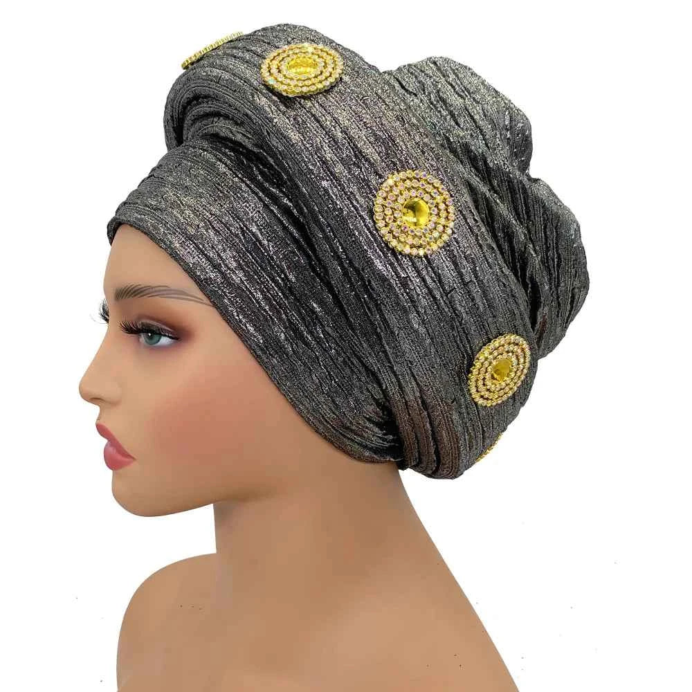 Fashion African Turban Cap Women's Autogele headtie Lady Head Wraps Nigeria Wedding Headgear  Turbante Mujer