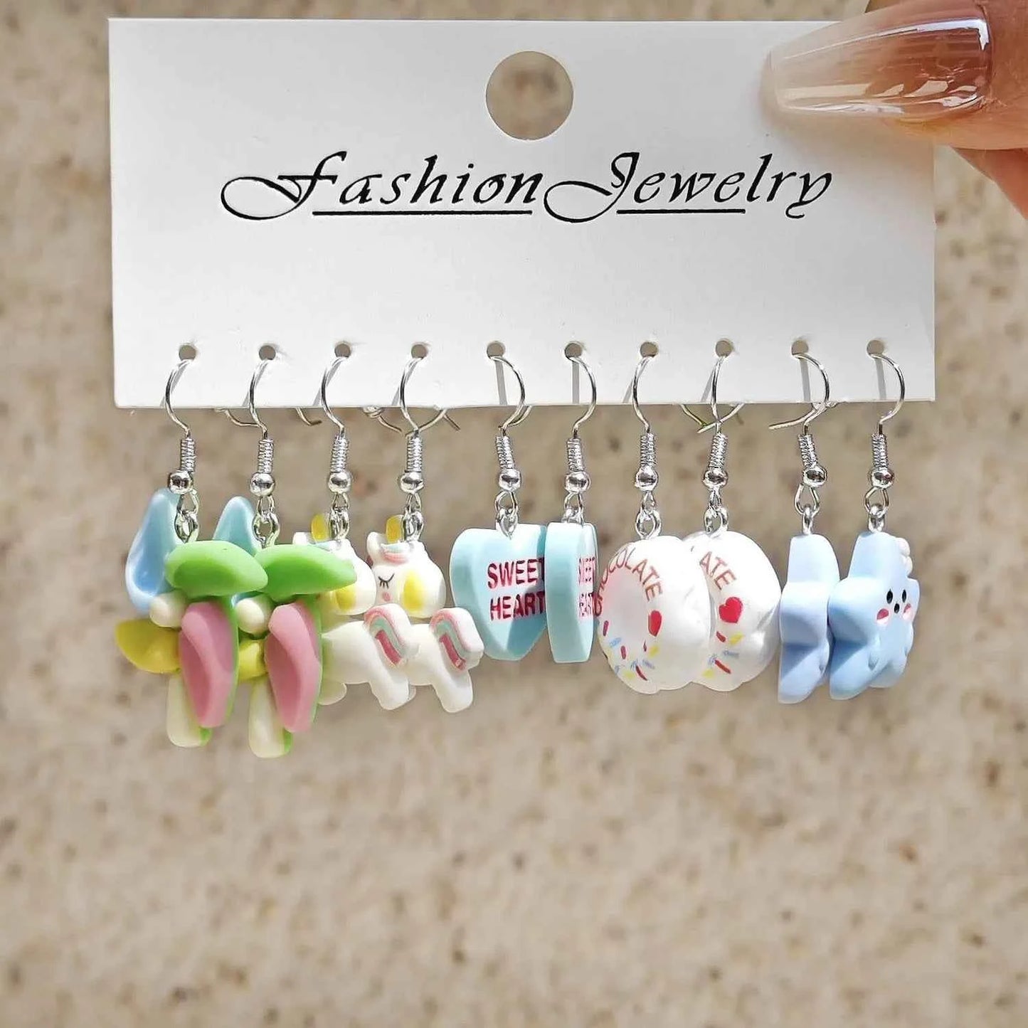 10pcs Resin Animal Pendant Earrings: Sweet and Artistic Floral Butterfly Milk Tea Design