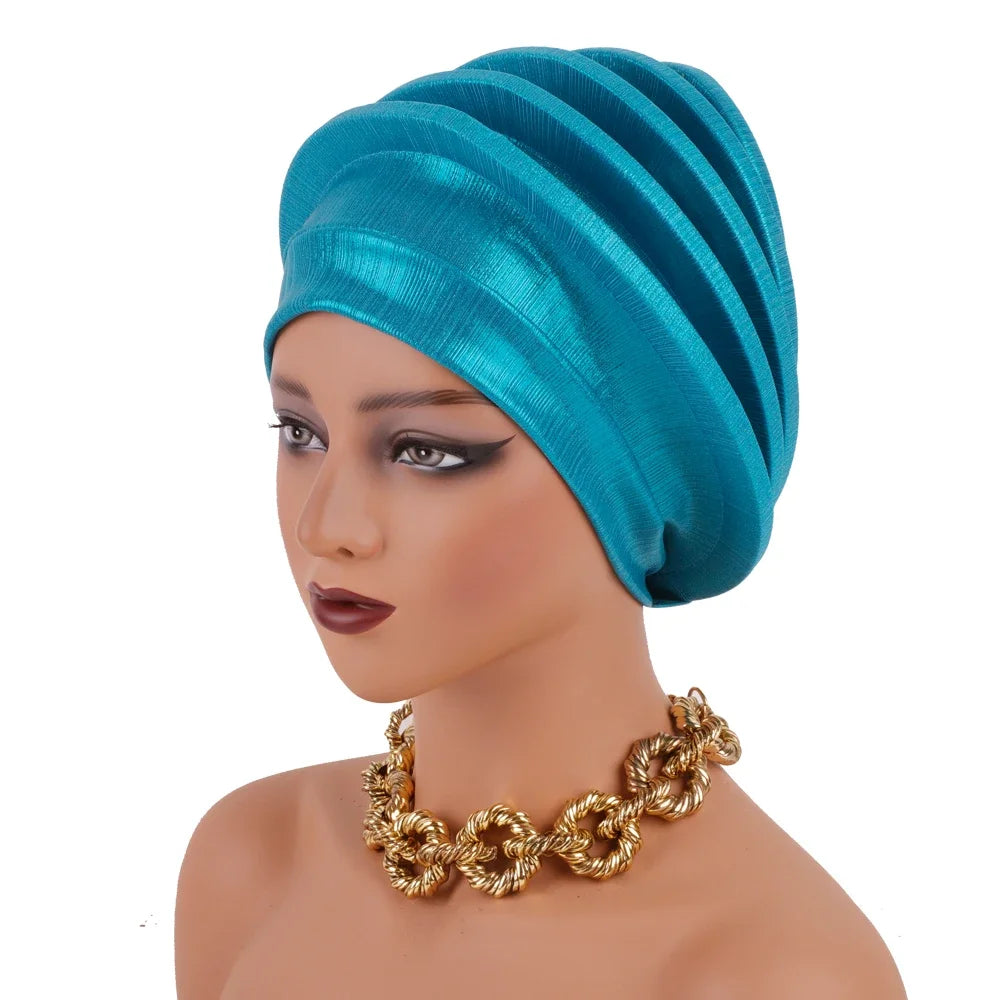2024 Elegant Spiral Beret for Women Afrcian Lady Head Wraps Female Berets Turban Nigeria Headpiece Wedding Party Gele - NamafadStore