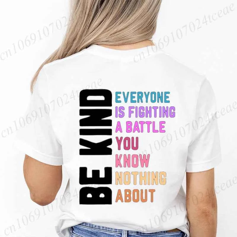 Be Kind Everyone Is Fighting Printing T-shirts for Women Clothing Be Kind Graphic Tops Short Sleeve 2026 Casual Wear Tee Tops